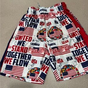 Flow Society Youth Shorts with Red and White Accents